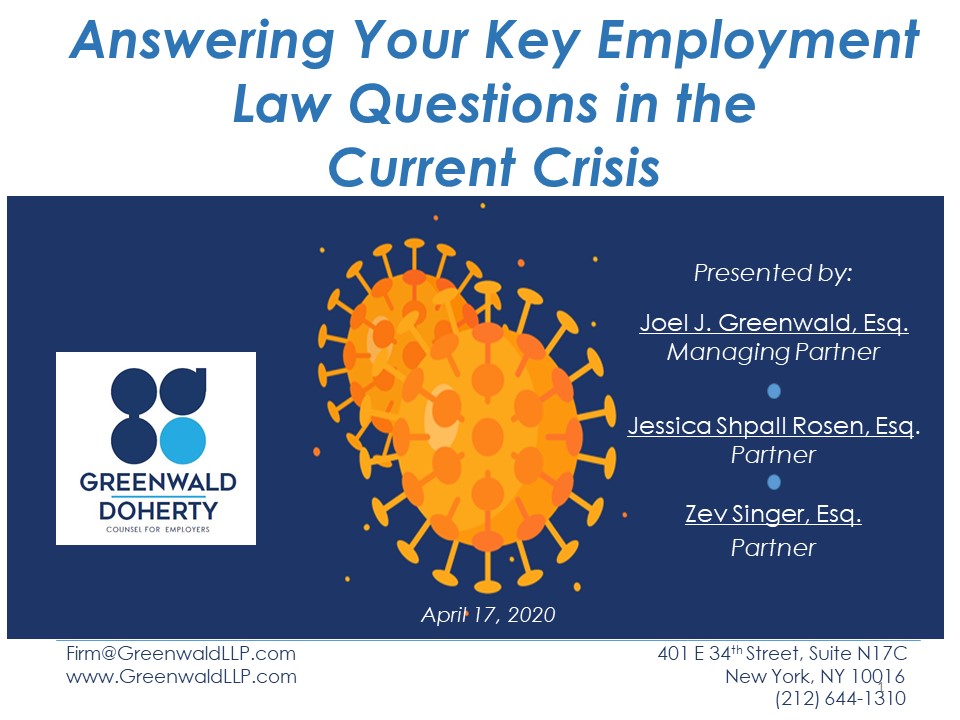 picture for Employment Law Issues In the Current Pandemic